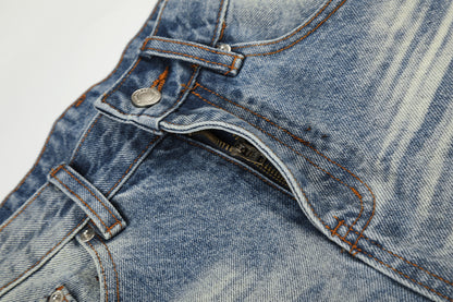 Washed Whisker Denim Half Jeans WN25790