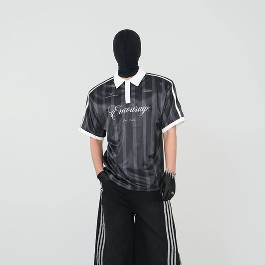 Stripe Design Polo Short Sleeve T-Shirt WN17272