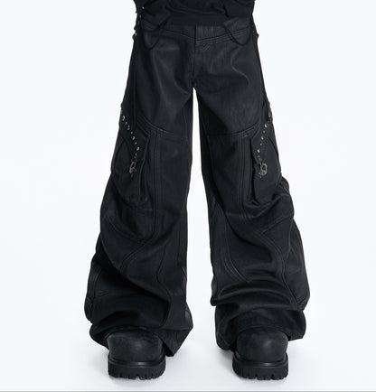 Wax Coating Multi-Pocket Heavyweight Denim Jeans WN23555