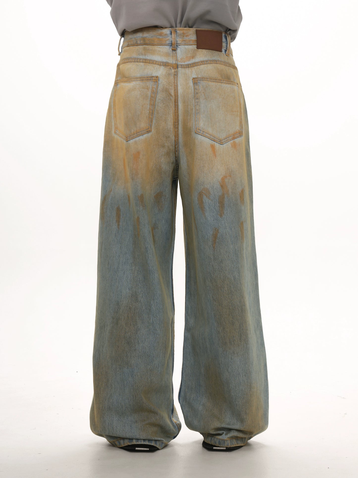 Dirty Mud Dye Wide Leg Denim Jeans WN5672