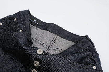 Button Fly Wide Leg Half Denim Jeans WN25941