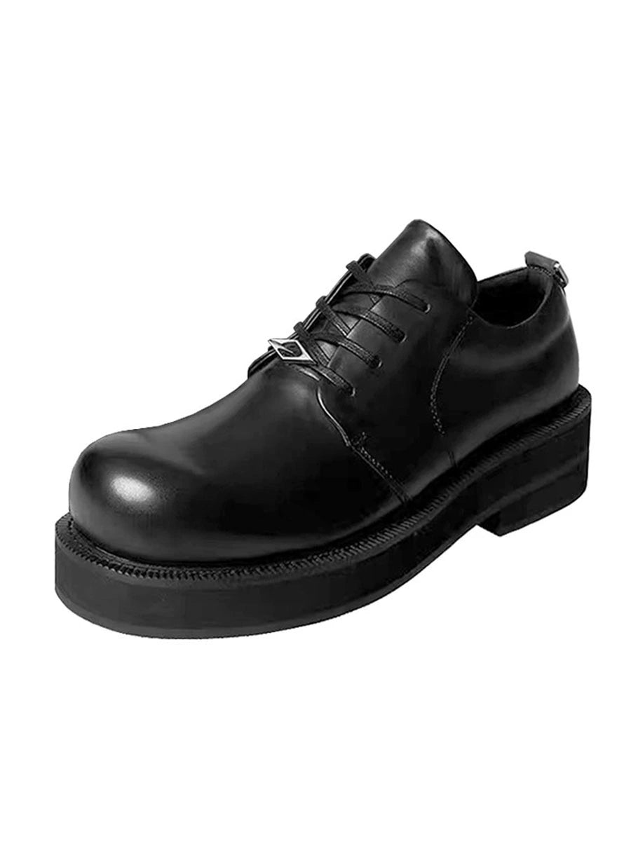 Round Toe Chunky Sole Leather Derby Shoes WN20600