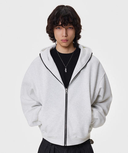 Heavy Air-Cotton Short Zipper Hoodie WN21404