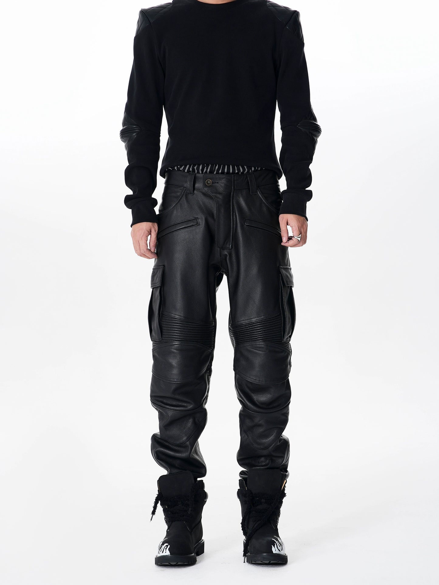 Deconstruction PU Leather Pants WN22633