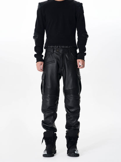Deconstruction PU Leather Pants WN22633