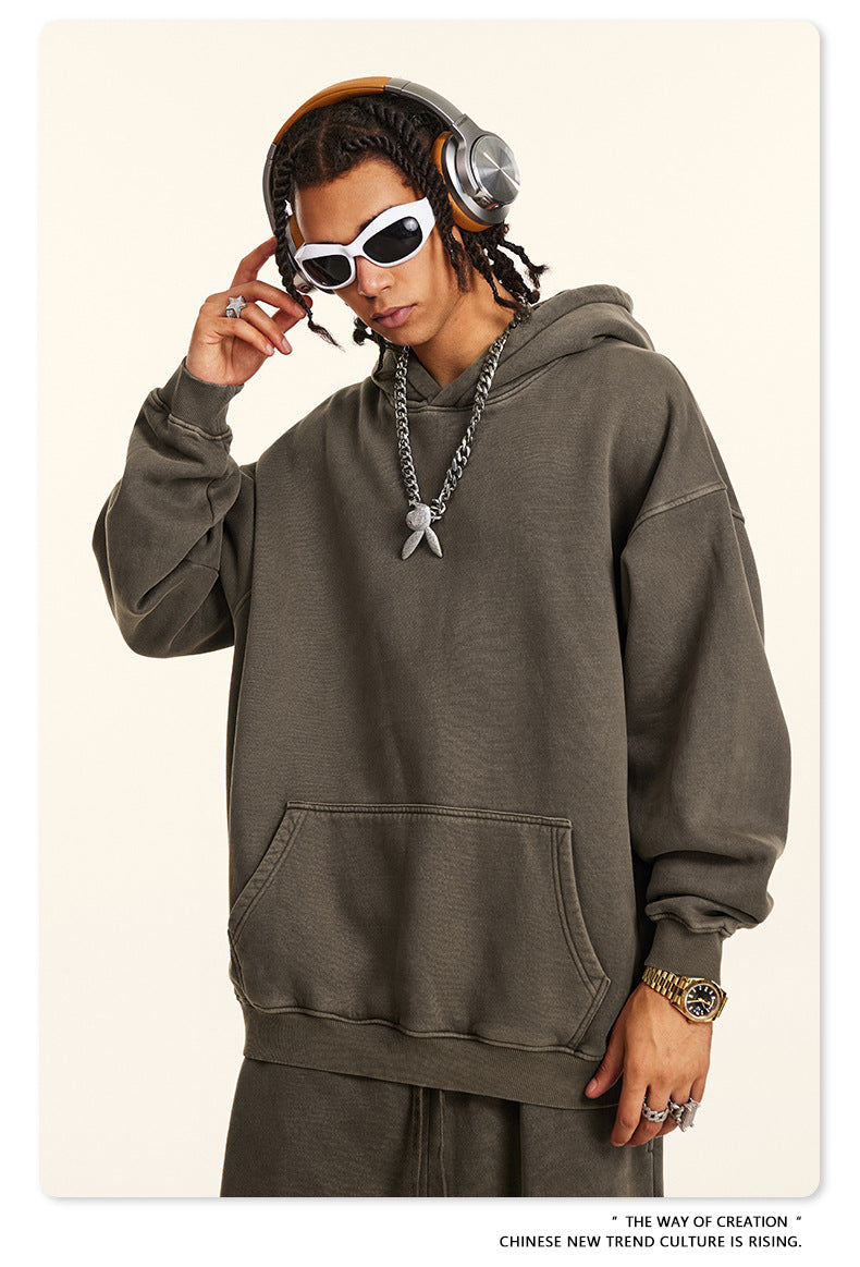 Washed Fleece Lining Oversize Hoodie WN9961