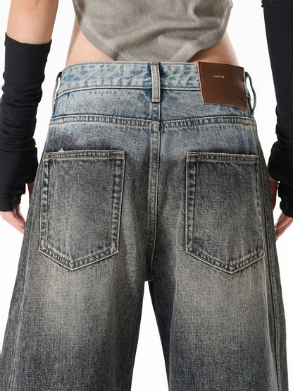 Paint Print Wide Leg Denim Jeans WN23101