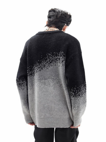 Gradient Metallic Embroidery Crewneck Knit Sweater WN10376