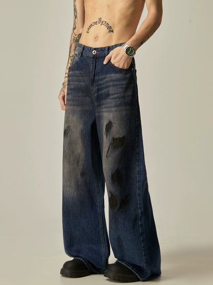 Splash Ink Wide-Leg Straight Denim Jeans WN7761