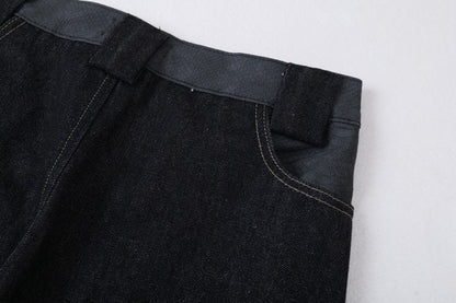 Flame Embroidery Wide Leg Raw Denim Jeans WN28071