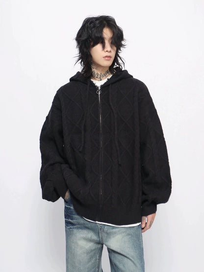 Oversize Hooded Knit Cardigan WN10924