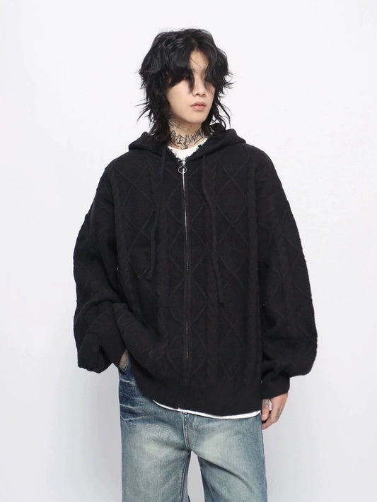 Oversize Hooded Knit Cardigan WN10924