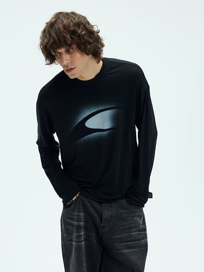 Digital Spray Paint Skin Friendly Elastic Long Sleeve T-Shirt WN9074