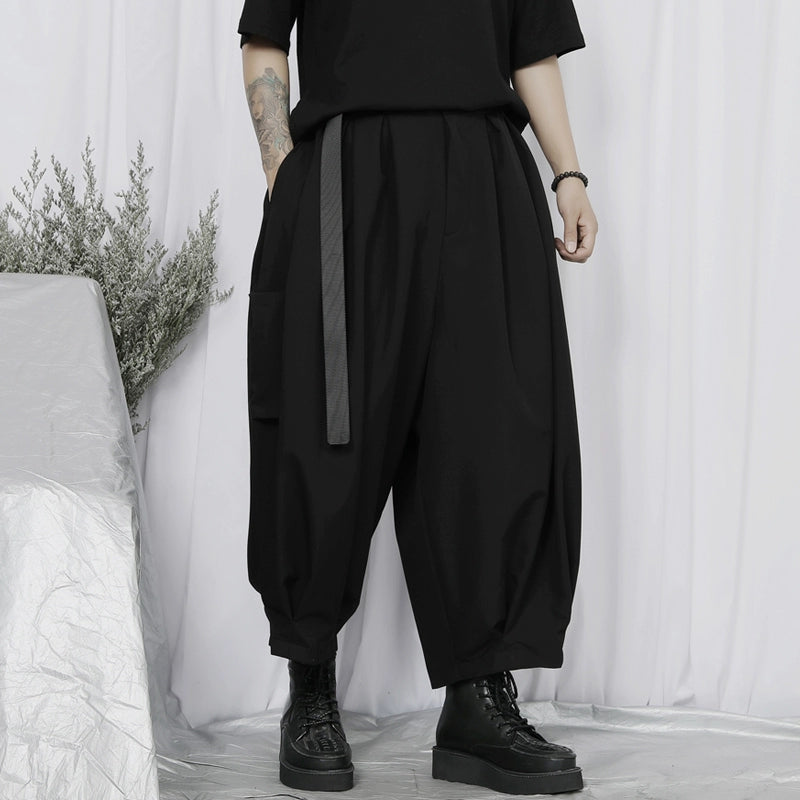 Color Black Wide Leg Cropped Cargo Pants WN20182