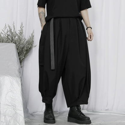 Color Black Wide Leg Cropped Cargo Pants WN20182