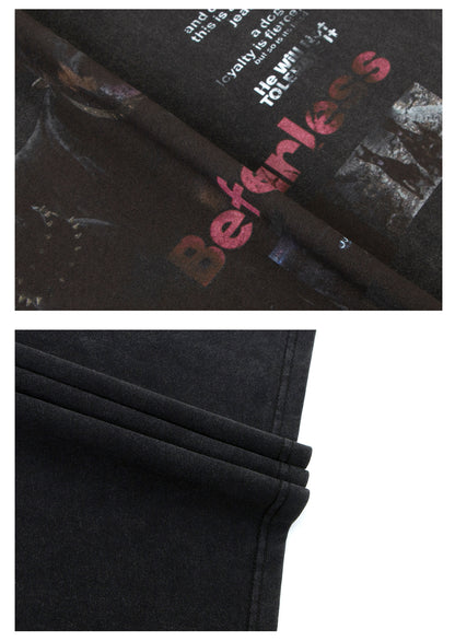 Washed Doberman Print Oversize Short Sleeve T-Shirt WN26312