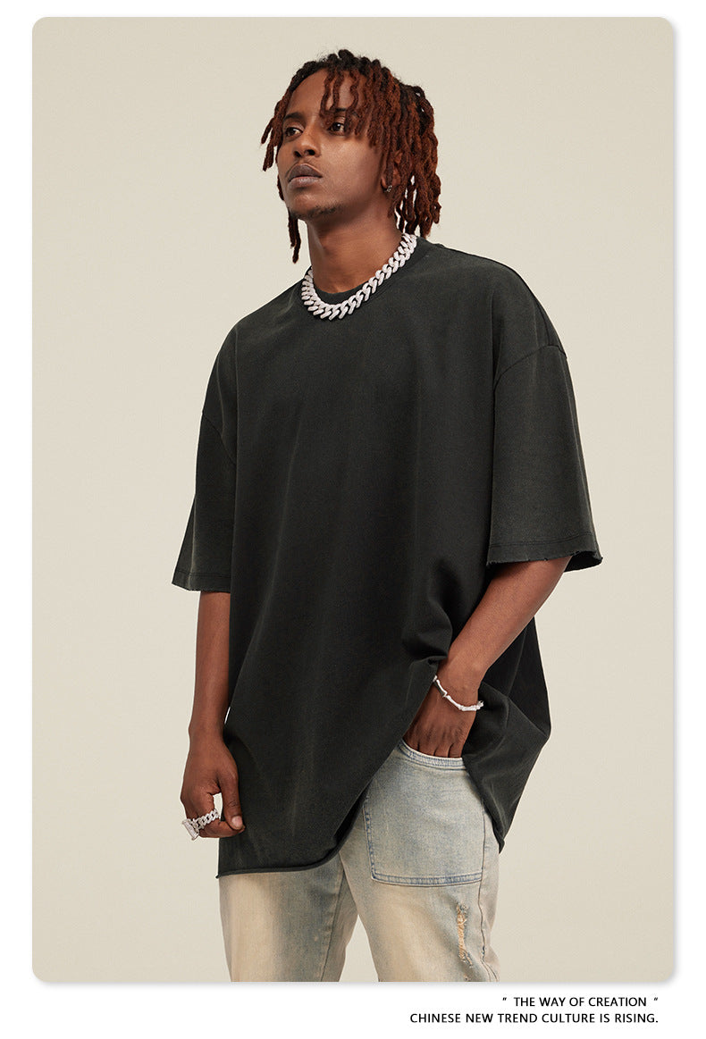 Washed Damage Oversize Short Sleeve T-Shirt WN6068