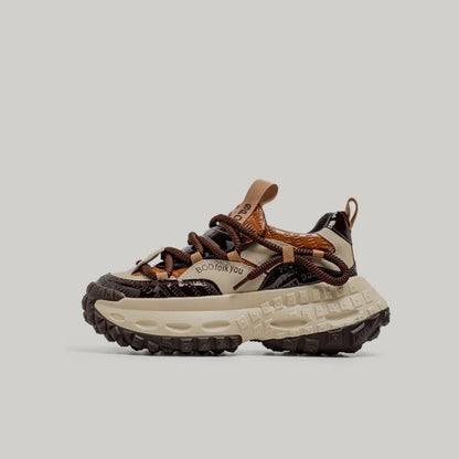 Color Block Chunky Sole Lace-Up Sneakers WN23479