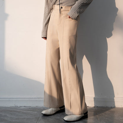 Contrast Stitch Wide-Leg Trousers WN23638