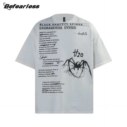 Letter Spider Print Oversize Short Sleeve T-Shirt WN26406
