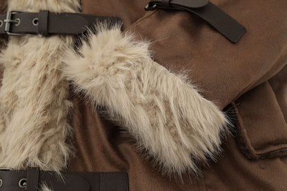 Suede Fleece Lining Furry Jacket WN10993