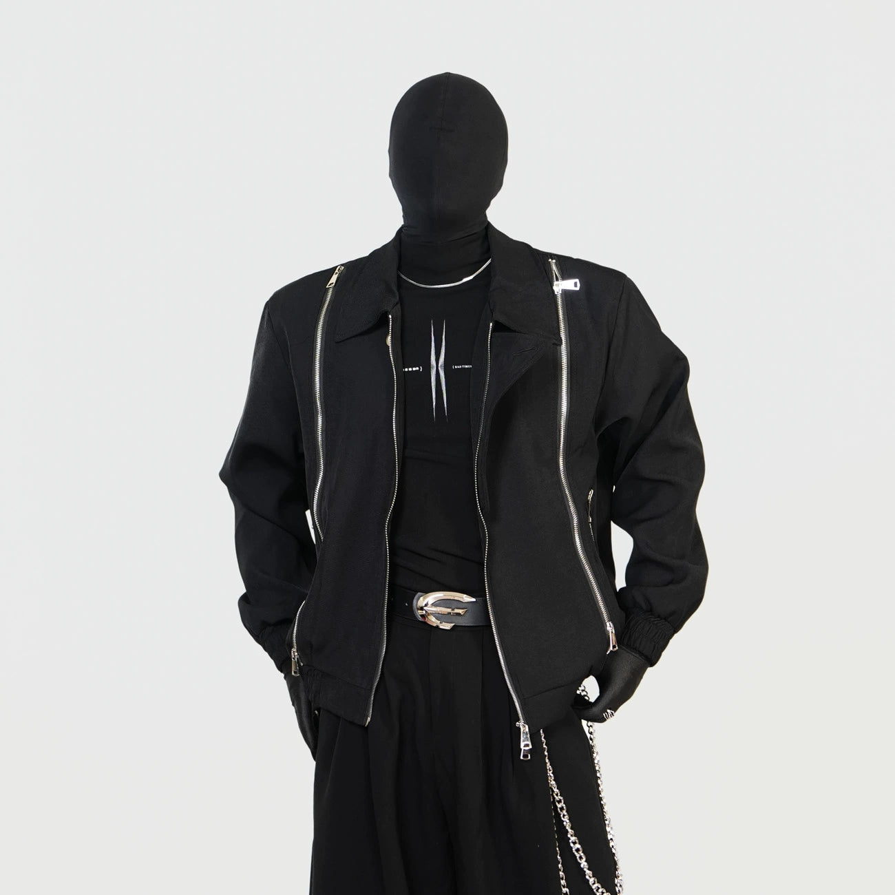 Multi-Zipper Design Shoulder-Pad Jacket WN17285