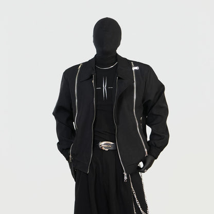 Multi-Zipper Design Shoulder-Pad Jacket WN17285