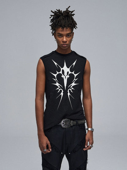 Stretch Ribbed Graphic Print Tank Top WN17030