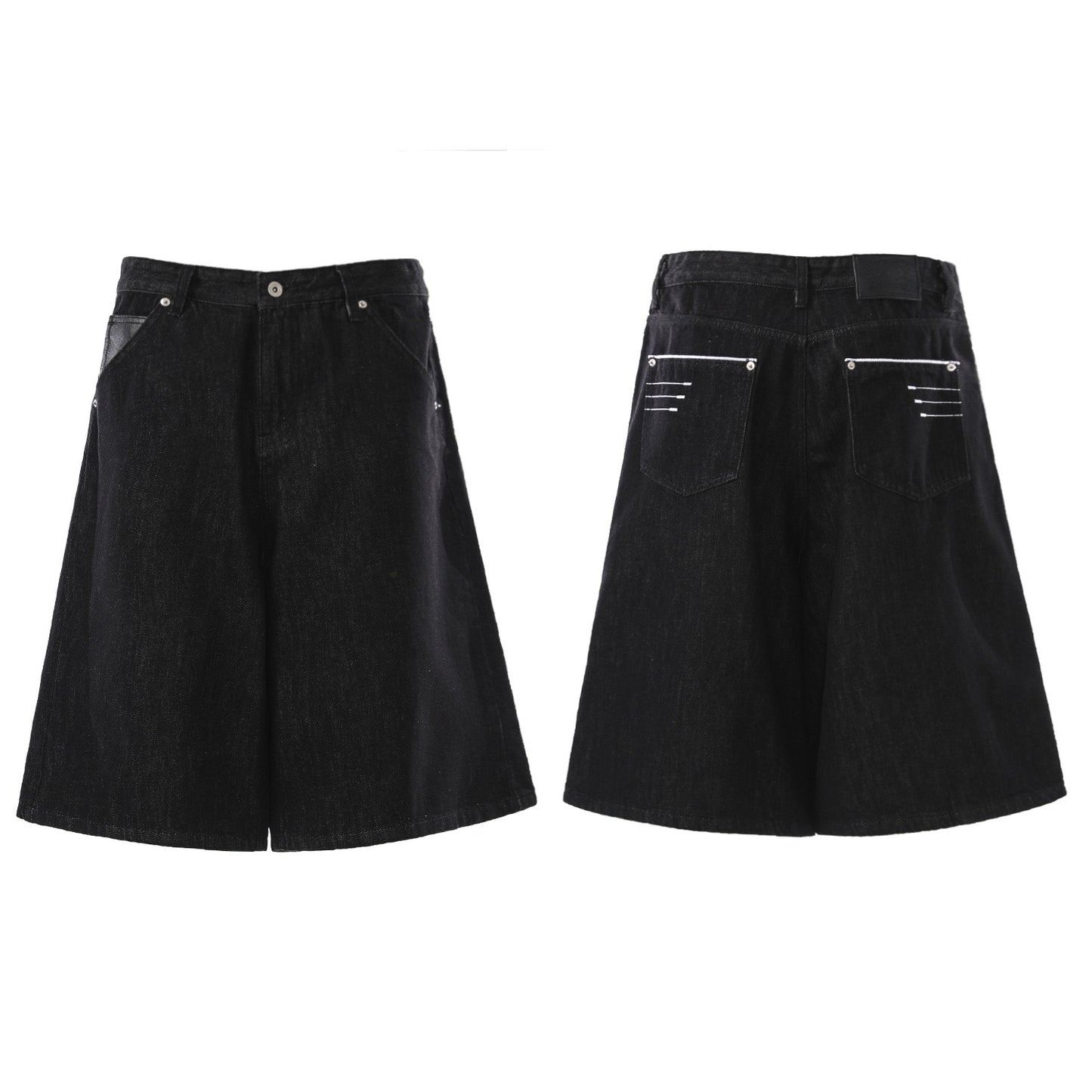 Raw Wash Wide Leg Denim Half Pants WN25701