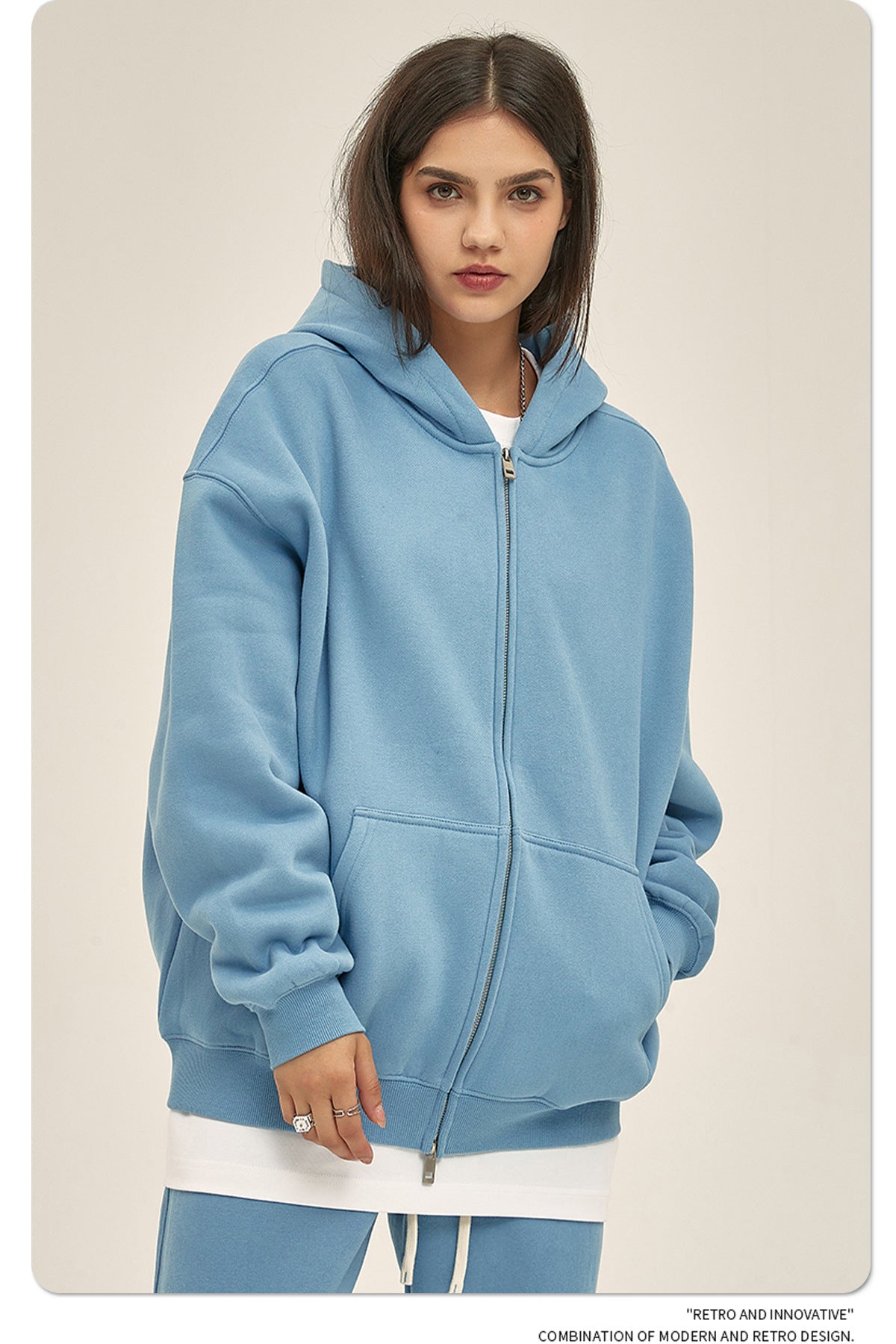 Oversize Heavyweight Zipper Hoodie & Heavyweight Sweatpants Setup WN6640