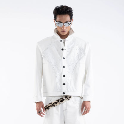 Pearl Detail Glitter Short Jacket & Pants Setup WN20658