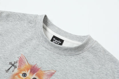 Cat Graphic Print Oversize Short Sleeve T-Shirt WN25684