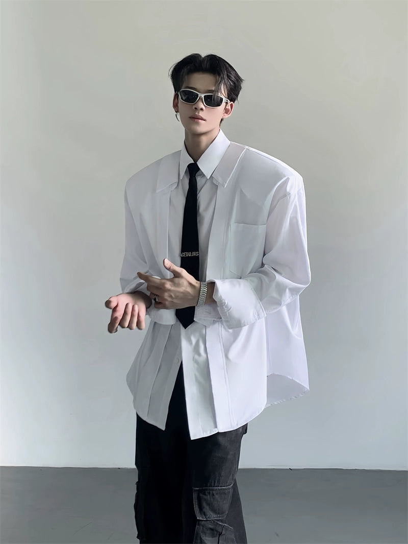 Solid Color Lapel Design Long Sleeve Shirt WN20051