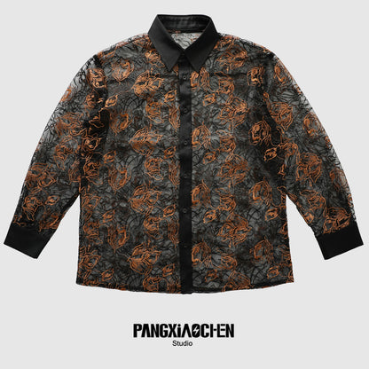 Lace Embroidery Long Sleeve Shirt WN20496