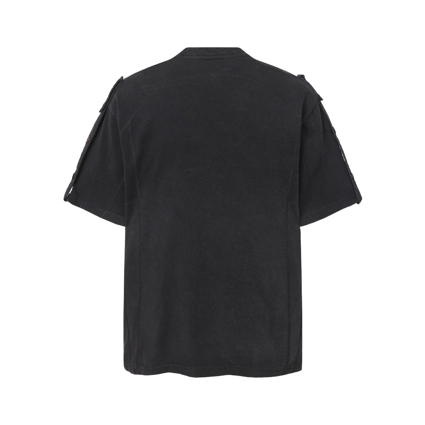 Semi-Open Collar Washed Short Sleeve T-Shirt WN25641