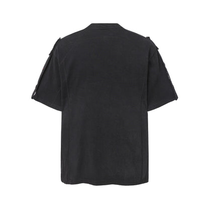 Semi-Open Collar Washed Short Sleeve T-Shirt WN25641