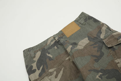 Camouflage Washed Wide-Leg Cargo Pants WN11353