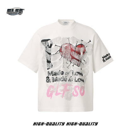 Skeleton Heart Graphic Short Sleeve T-Shirt WN26492