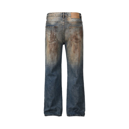 Paint Damage Straight Denim Jeans WN25935