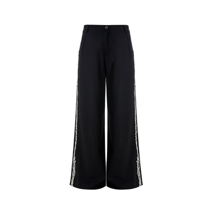 Rhinestone Short Sleeve Shirt Jacket & Rhinestone Slit Flare Trousers Setup WN16581