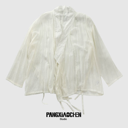 Slightly Sheer Lace-Up Shirt WN20494