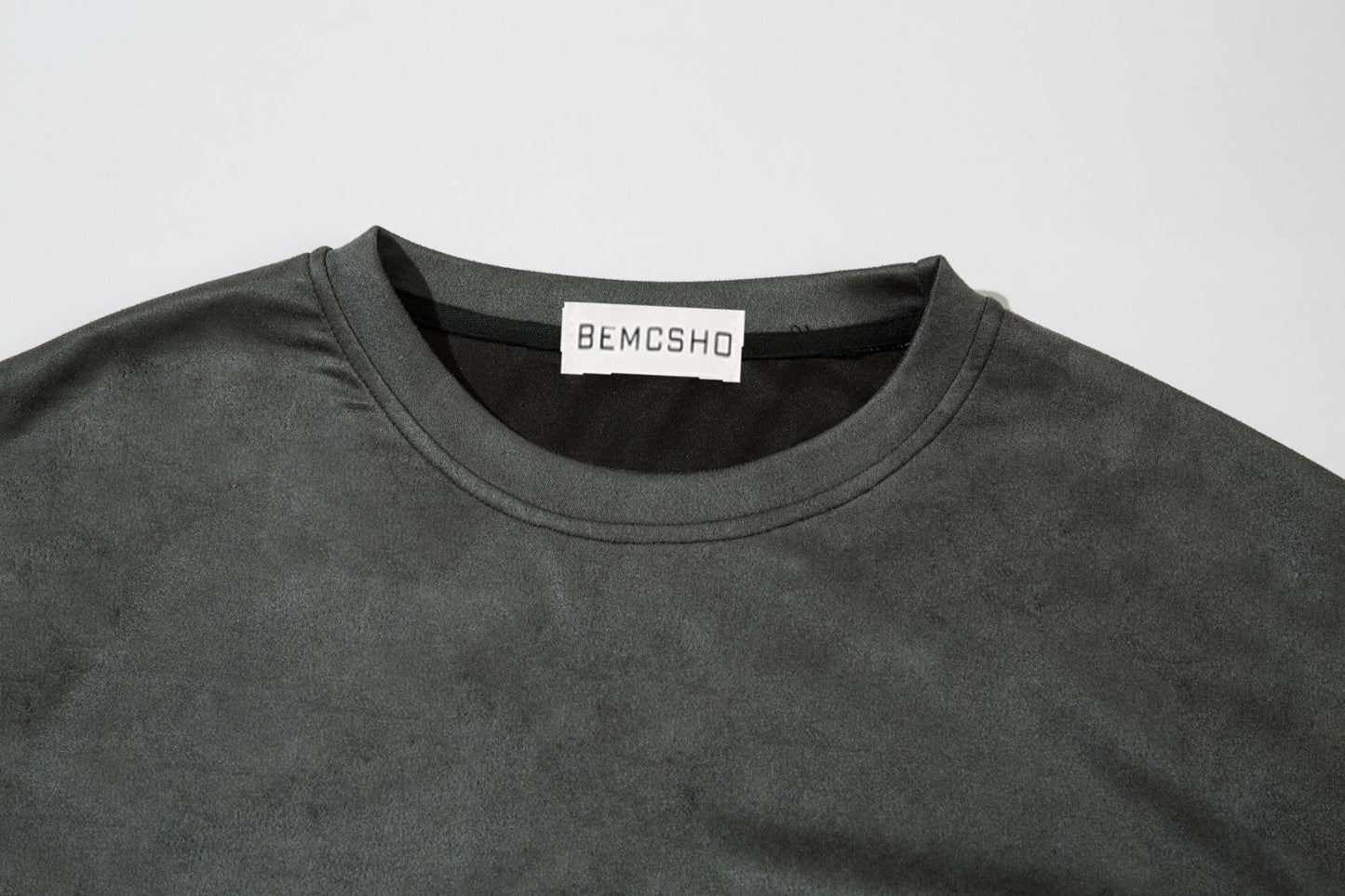 Text Embroidery Print Suede Short Sleeve T-Shirt WN16194