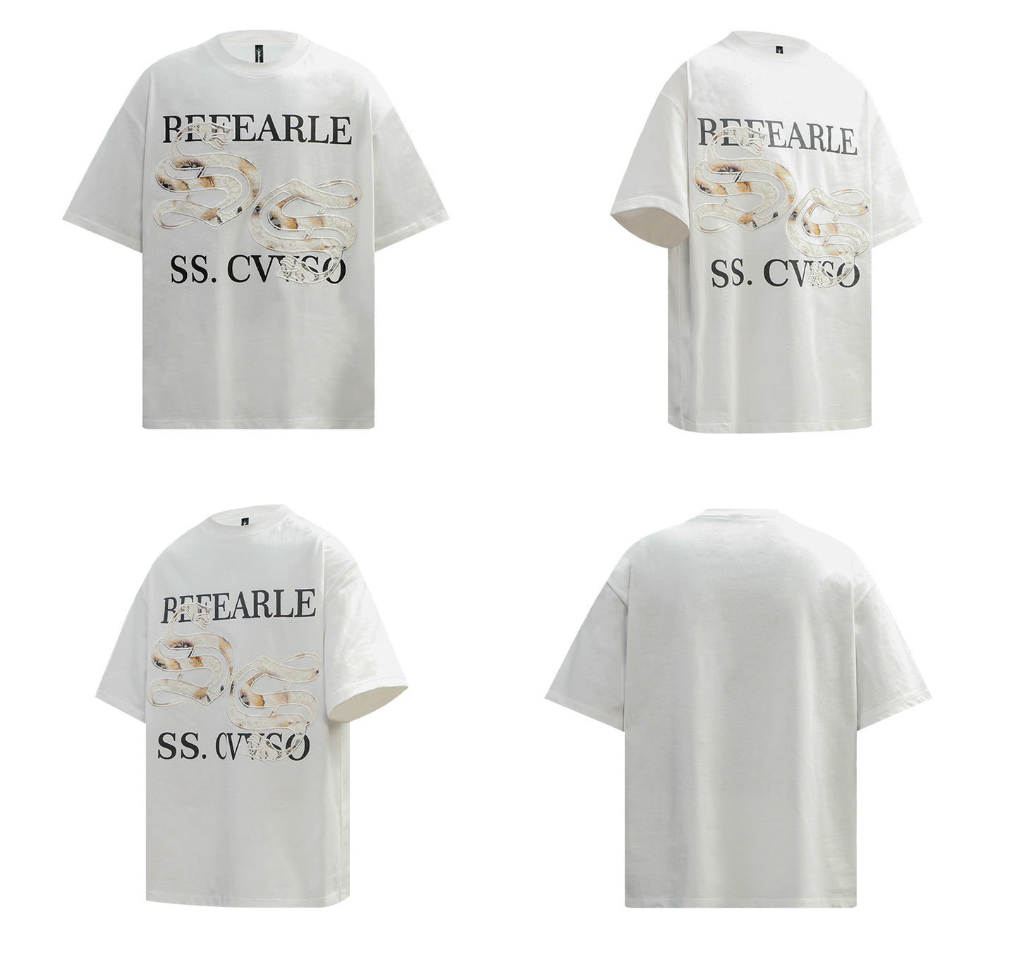 Snake Graphic Lace Embroidery Oversize Short Sleeve T-Shirt WN26341