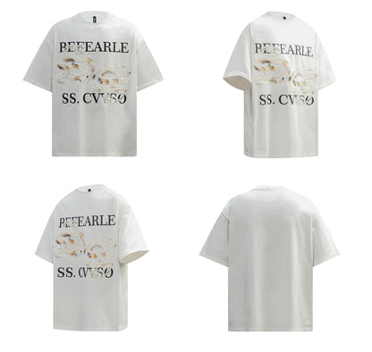 Snake Graphic Lace Embroidery Oversize Short Sleeve T-Shirt WN26341