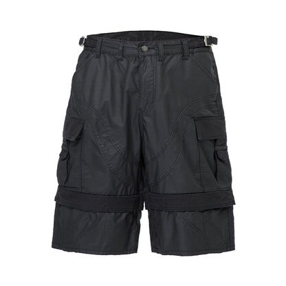 Wax-Coated Multi-Pocket Short Cargo Shorts WN12186