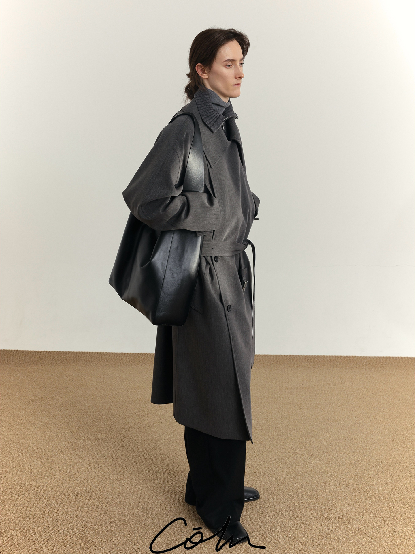 Wide Lapel Belted Long Trench Coat WN21609