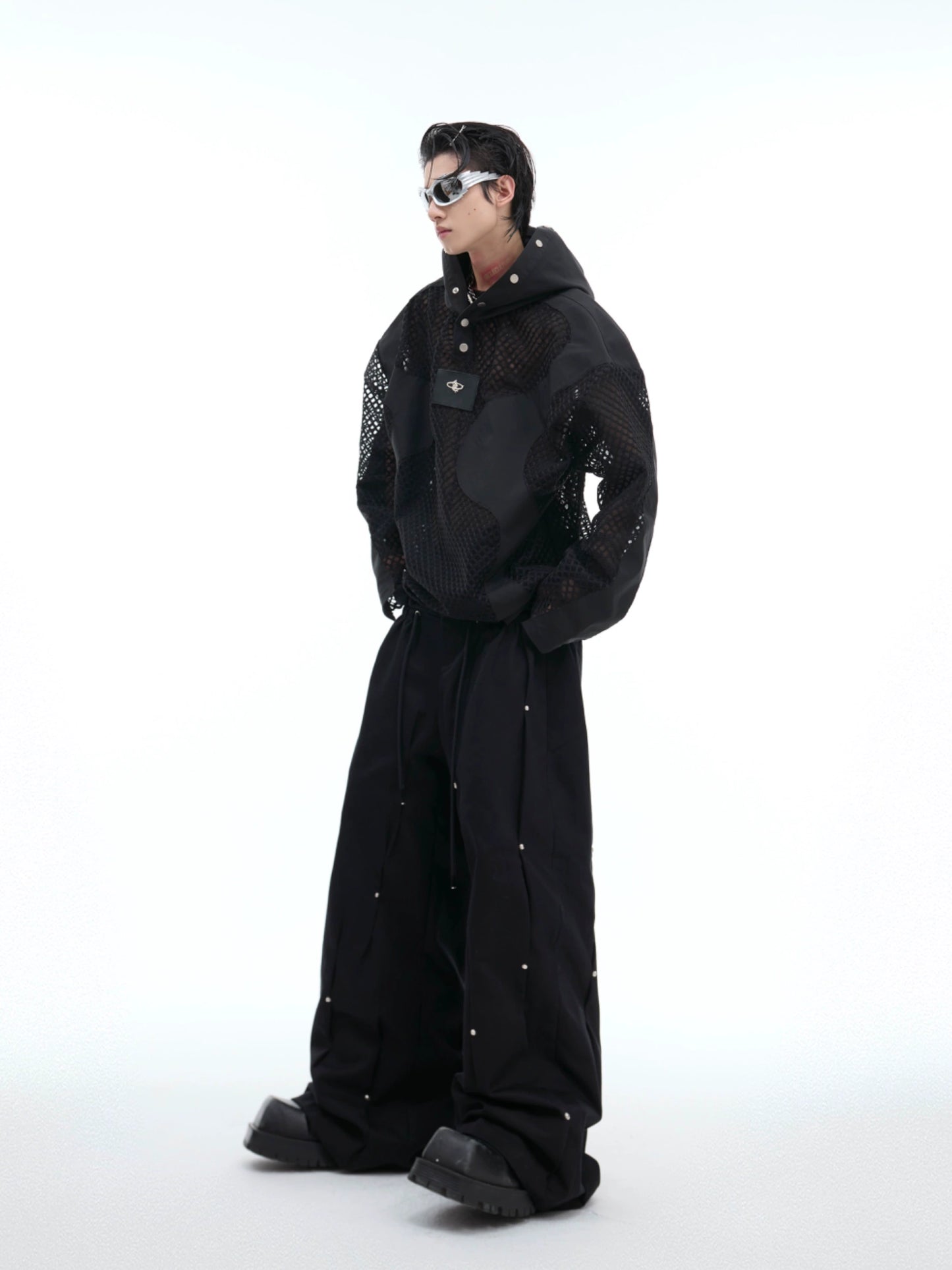 Hollow Mesh Oversize Hoodie WN8029