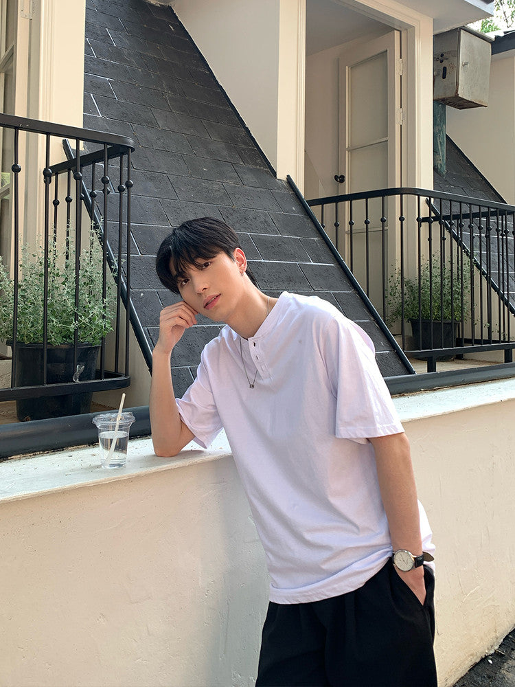 Solid Color Short Sleeve Polo Shirt WN24957