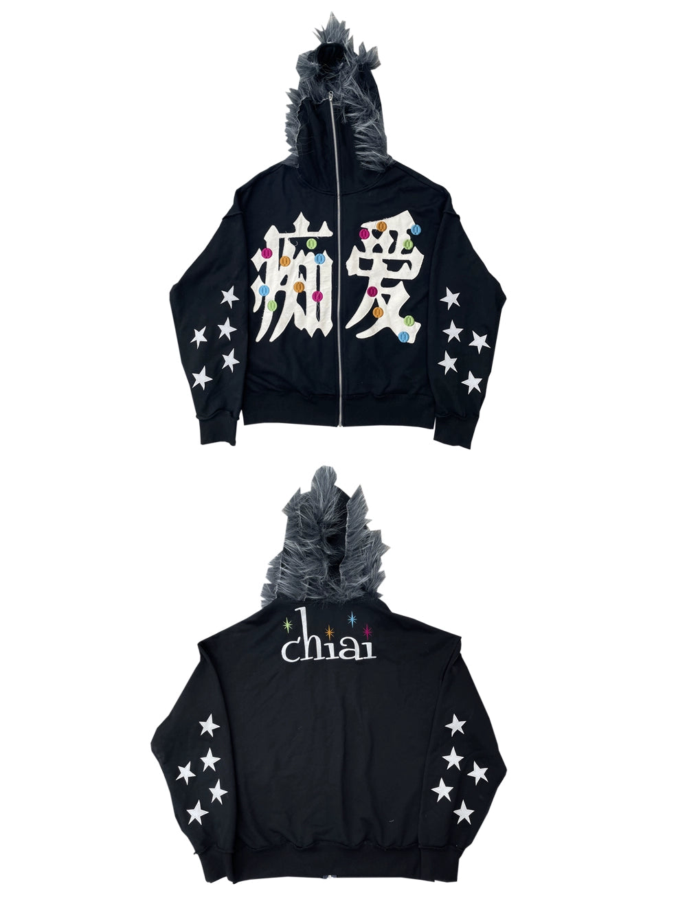 Embroidery Letter Design Hooded Zipper Jacket WN19104