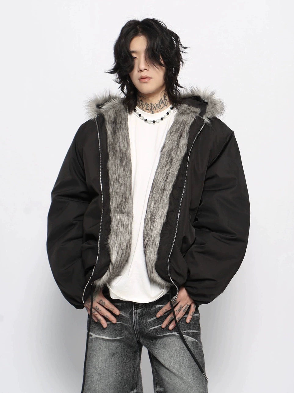 Fake Fur Hooded Puffer Jacket WN10958